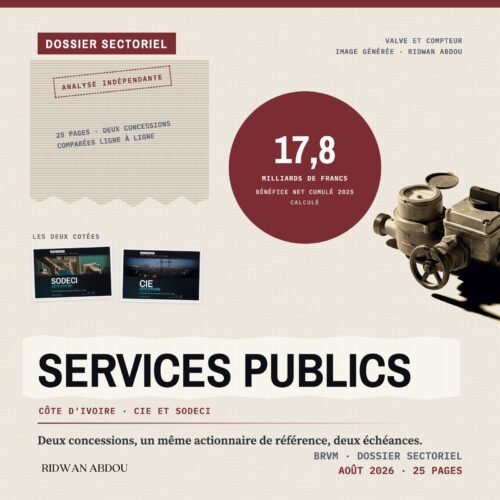 Services Publics · Artwork du dossier sectoriel d'aout 2026 Services Publics · Dossier sectoriel d'août 2026