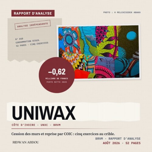Uniwax · Artwork du rapport d'aout 2026 Uniwax · Rapport d'analyse d'août 2026
